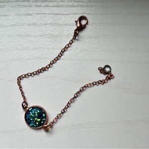 Elegant Blue and Rose Gold Crystal Bracelet